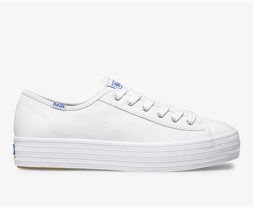 Keds Sneakers White - Triple Kick Leather - Womens GJBZSE-261